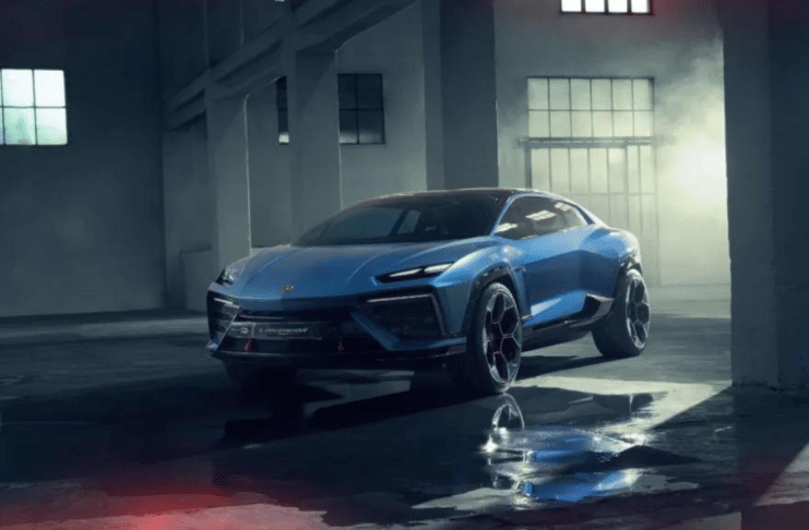 Front facing mock up of Lamborghini Lanzador EV